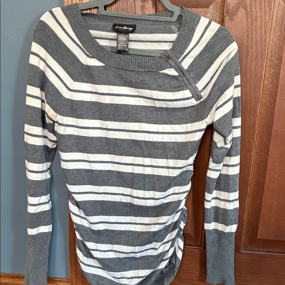 Charcoal and Ivory Striped sweater